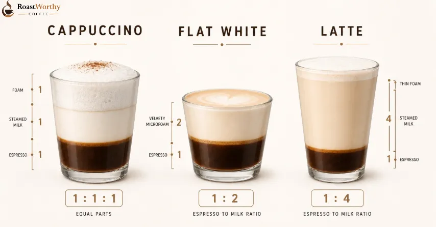 Cappuccino Latte Flat White Comparison