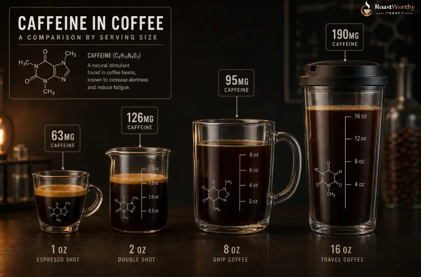 Coffee caffeine content by size
