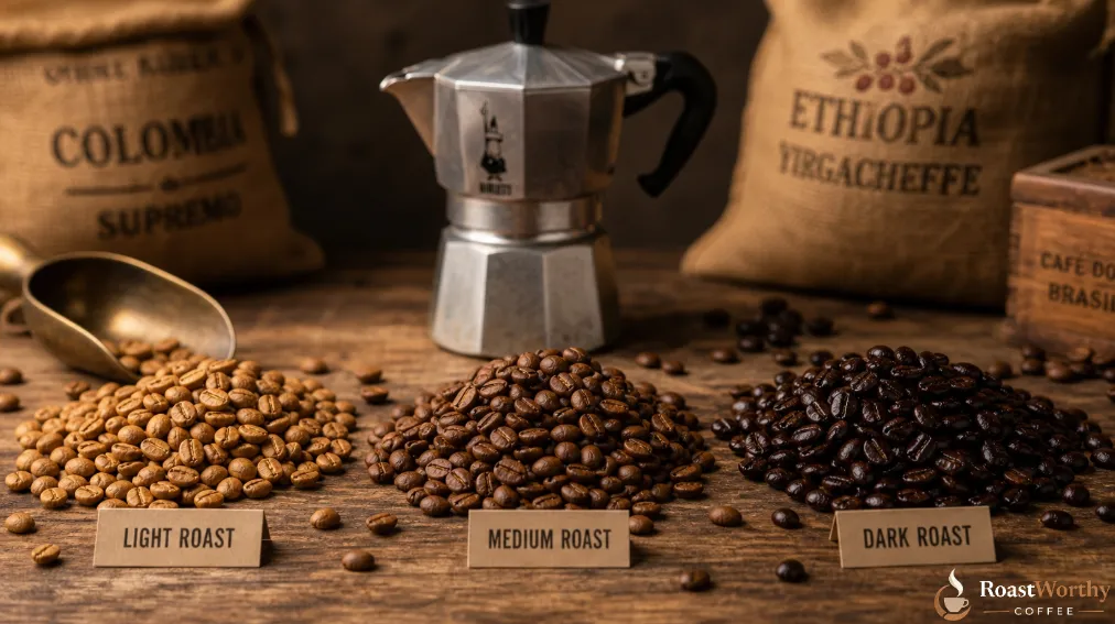 Coffee Roast Levels Moka Pot