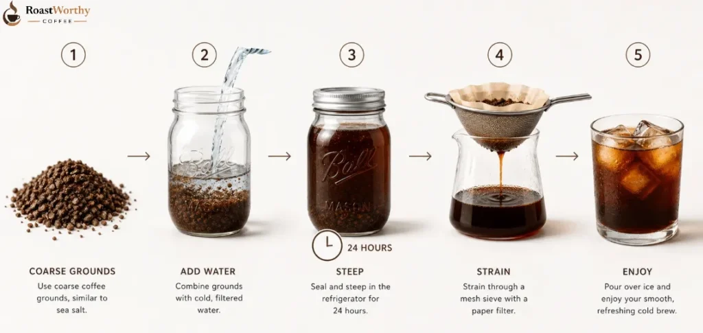 Five Steps of Cold Brew Process