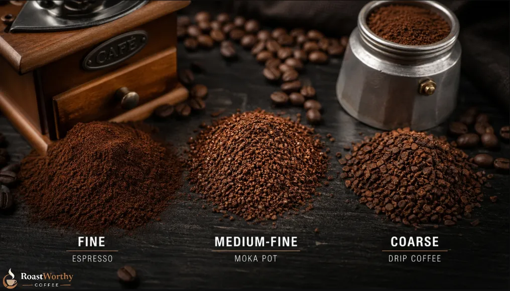 Medium Fine Coffee Grind Texture