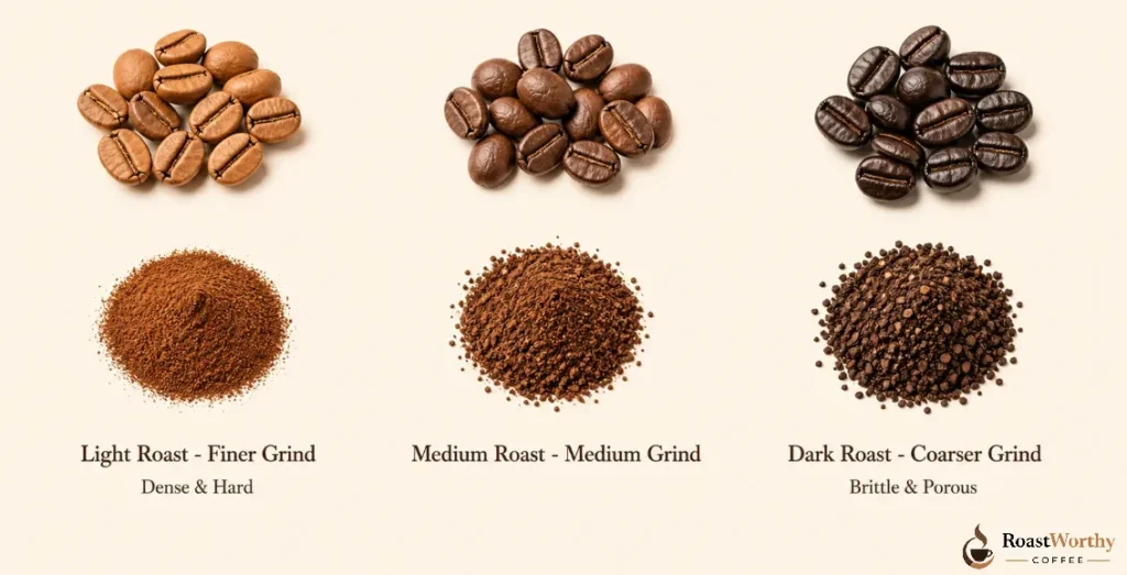 Coffee Roast Levels and Grind Comparison