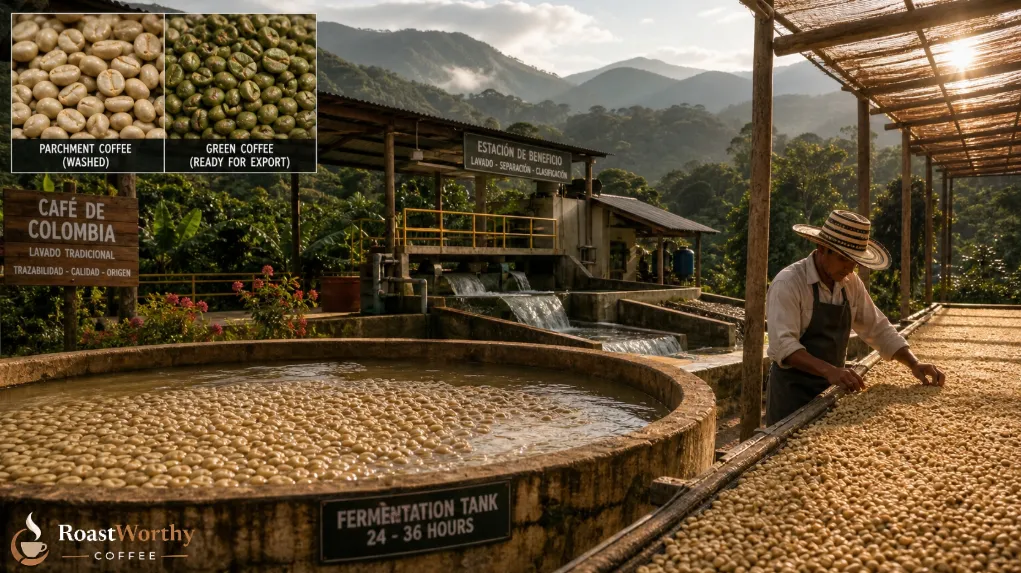 Colombian Washed Coffee Processing Station