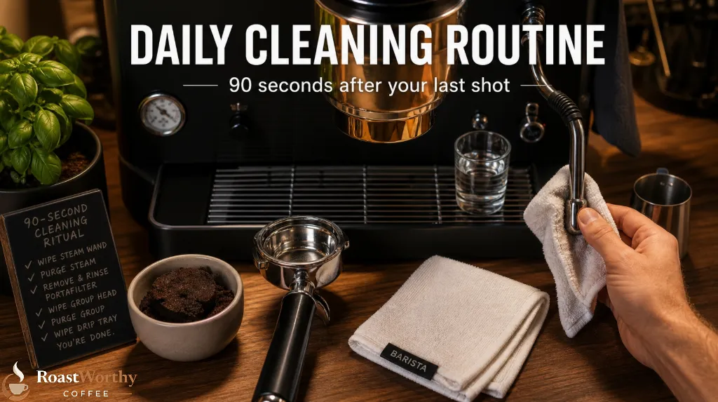Daily 90-second Espresso Cleaning Routine
