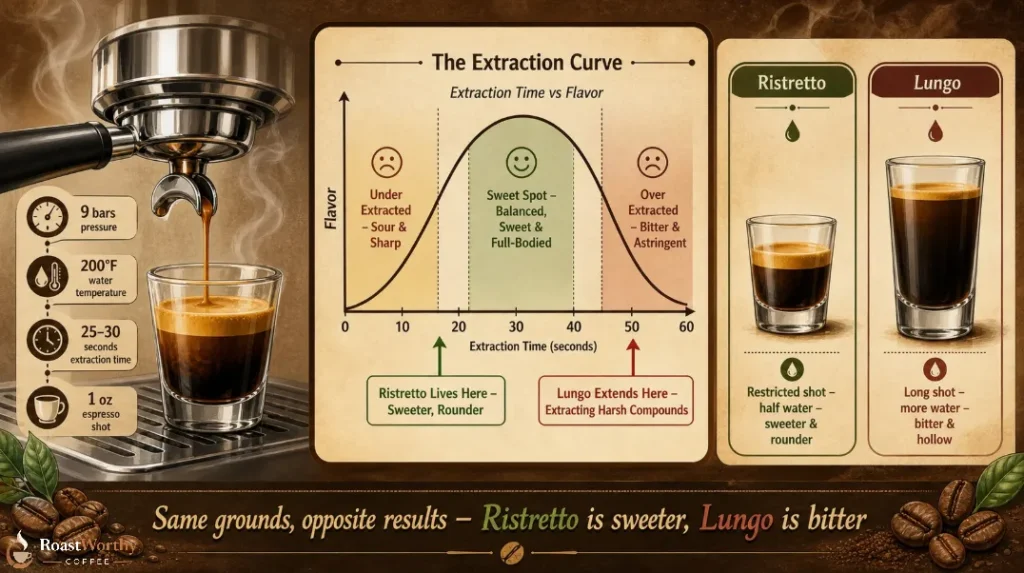 Espresso Extraction Curve Ristretto vs Lungo