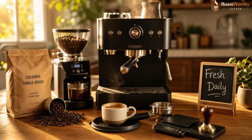 Home Espresso Bar with Fresh Beans