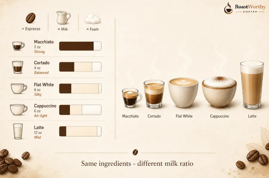 Milk Espresso Drinks Comparison