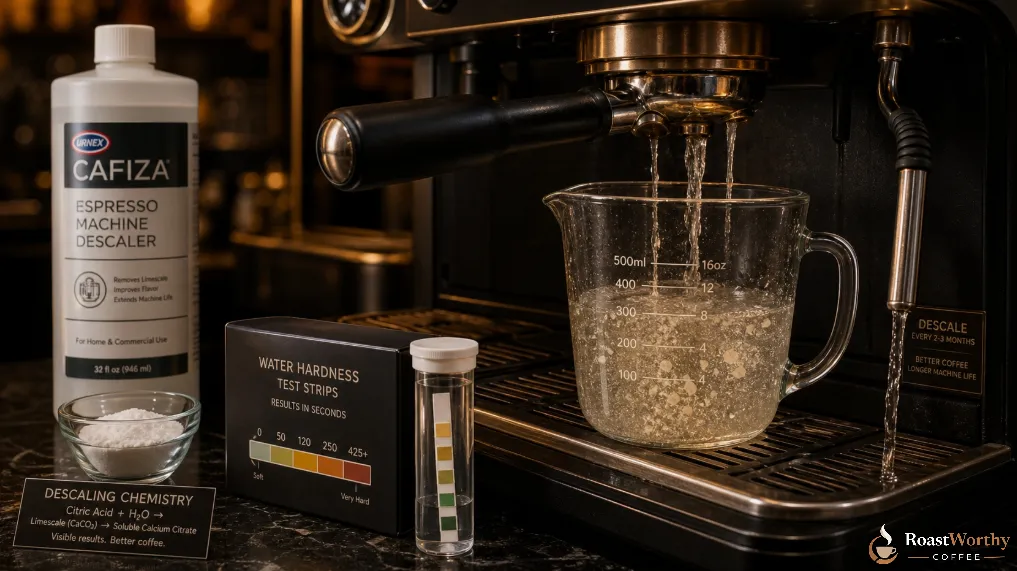 Monthly Descale Process for Espresso Machines