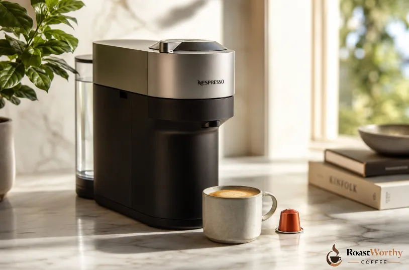 Nespresso Machine Brewing Espresso with Capsule