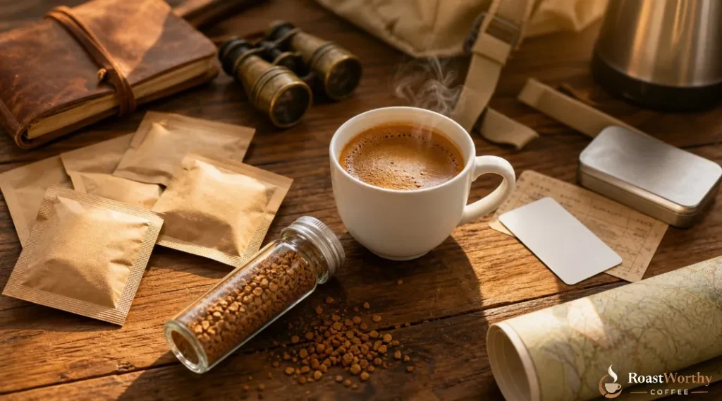 Specialty Instant Coffee Travel Flat-Lay