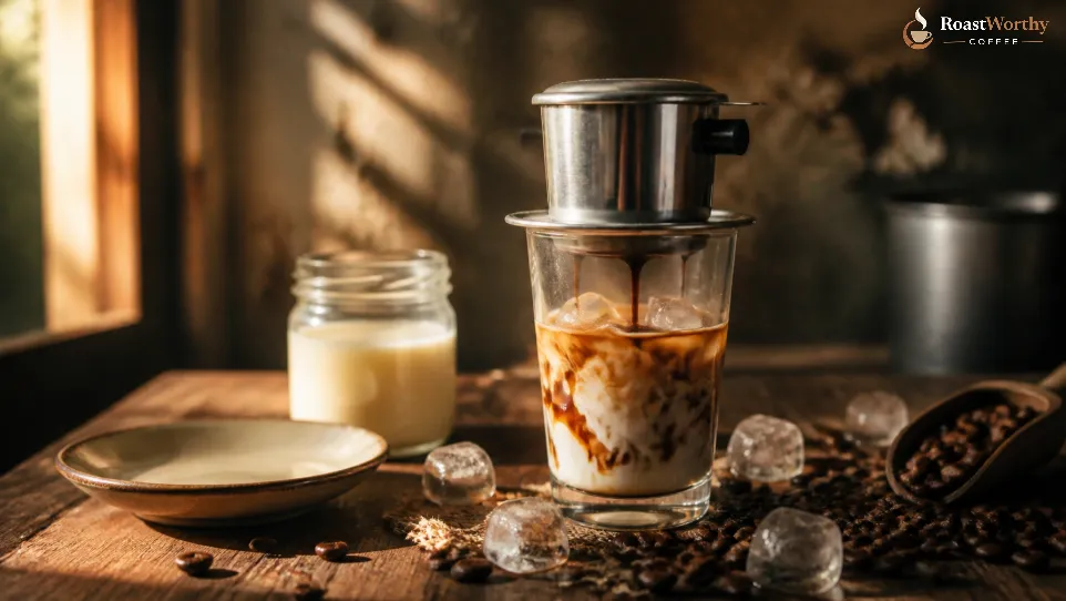 Vietnamese Iced Coffee Brewing Process