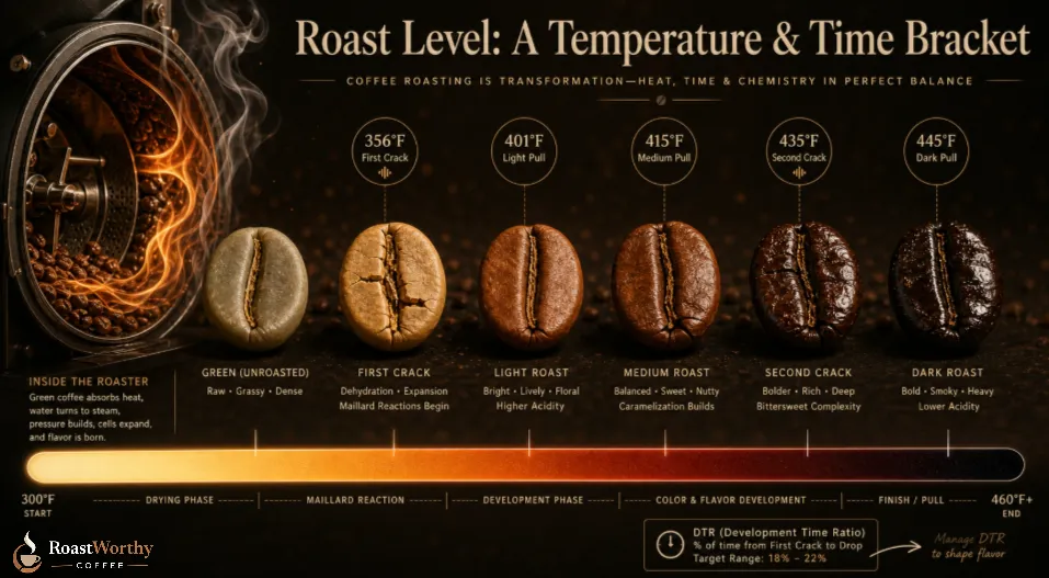Coffee roast levels temperature chart
