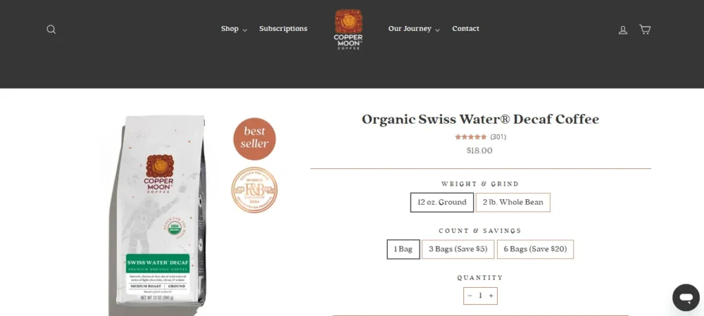 Coppermoon Organic Swiss Water Decaf