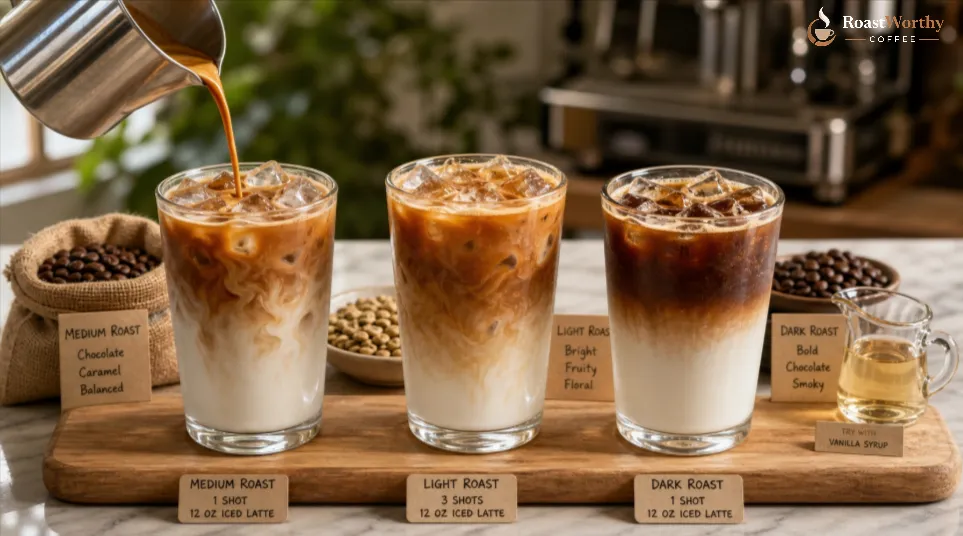 Iced latte Roast Comparison