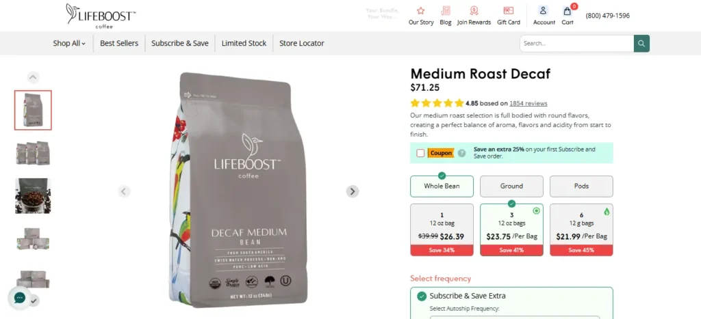 Lifeboost Medium Roast Decaf