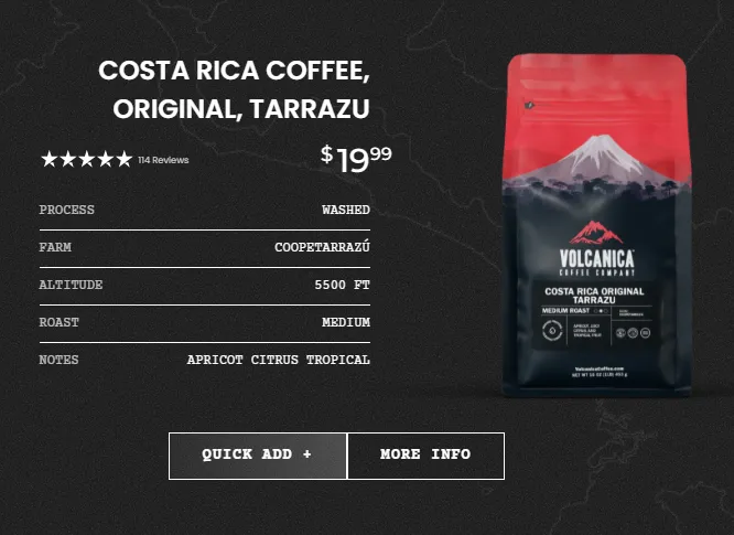 Volcanica Coffee Pricing