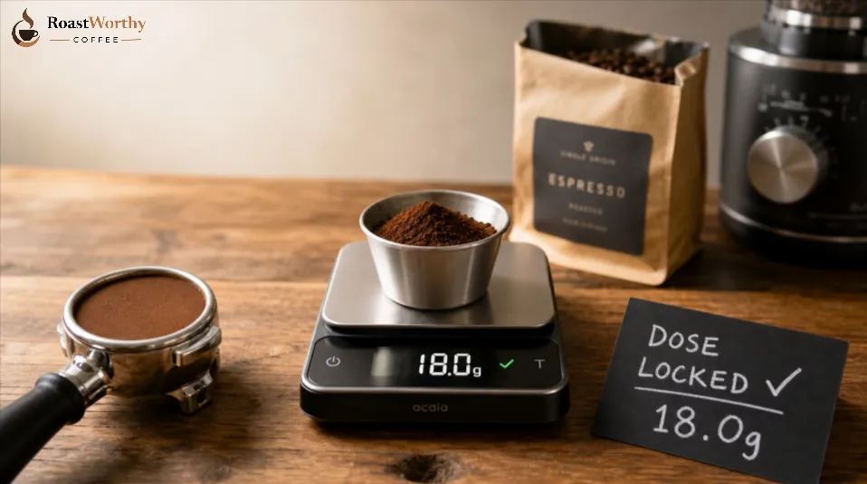 Weighing Espresso Dose on Scale