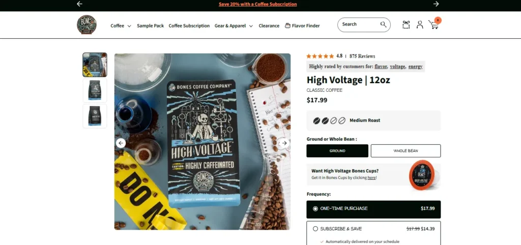 Bones Coffee High Voltage