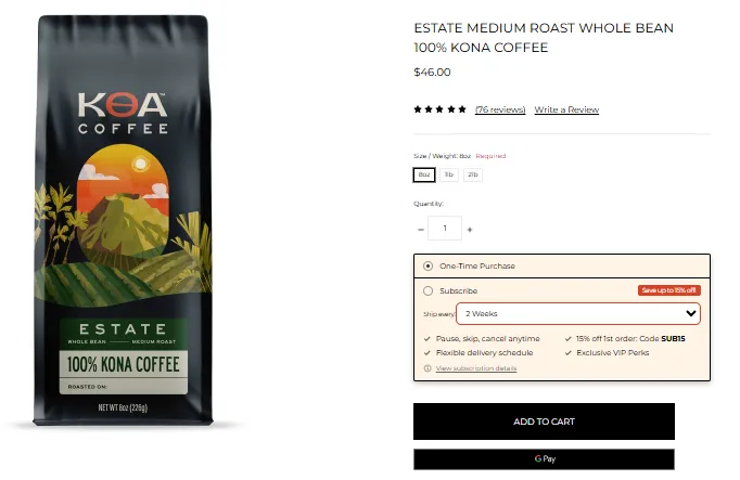 Estate Medium Roast Whole Bean Koa Coffee