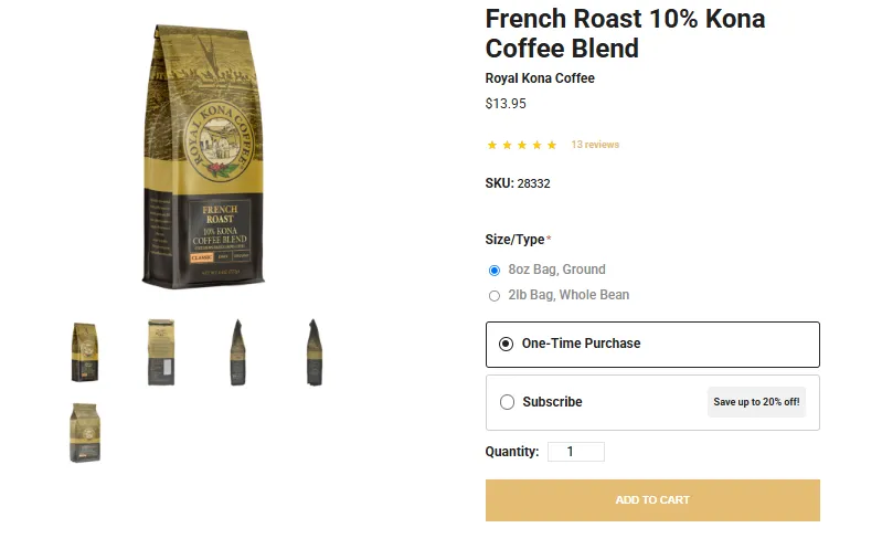 French Roast 10% Kona Coffee Blend