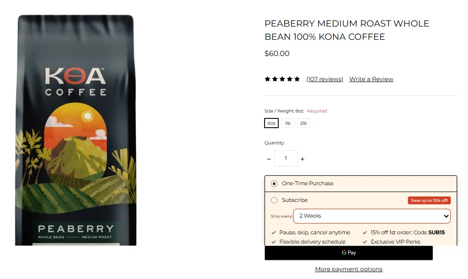 Koa Peaberry Coffee