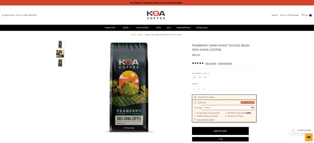Koa Peaberry Dark Roast