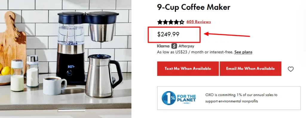 OXO Brew 9-Cup Coffee Maker Pricing