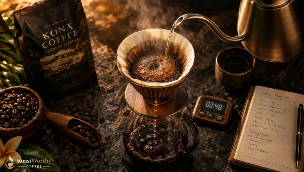 Premium Kona Coffee Pour-Over Brewing