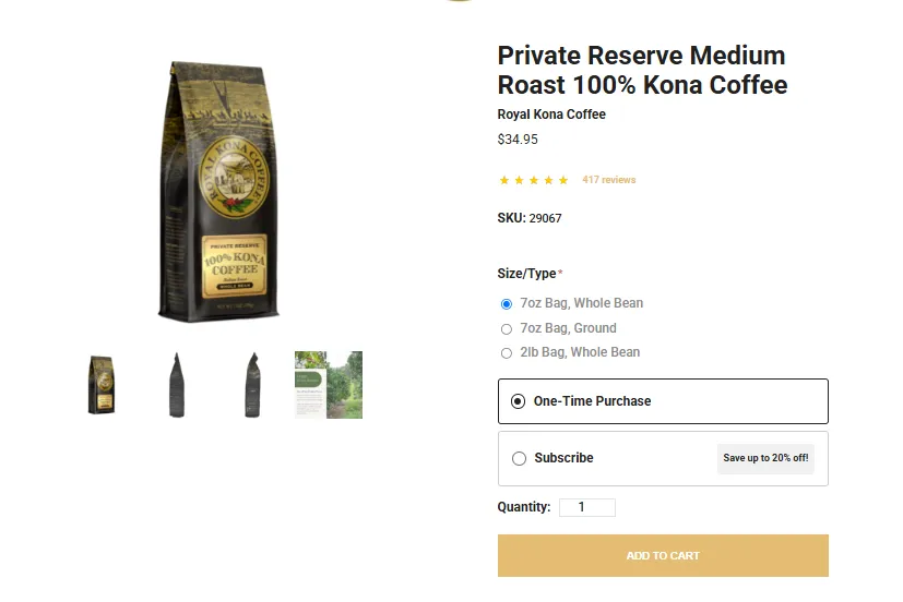 Royal Kona Private Reserve 100% Kona