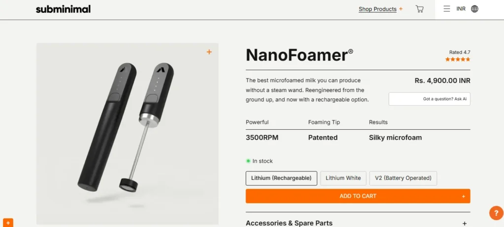 Subminimal NanoFoamer Lithium