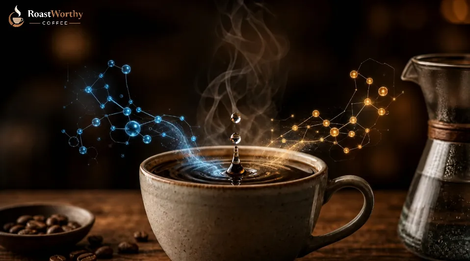 Water Droplet Dissolving into Coffee